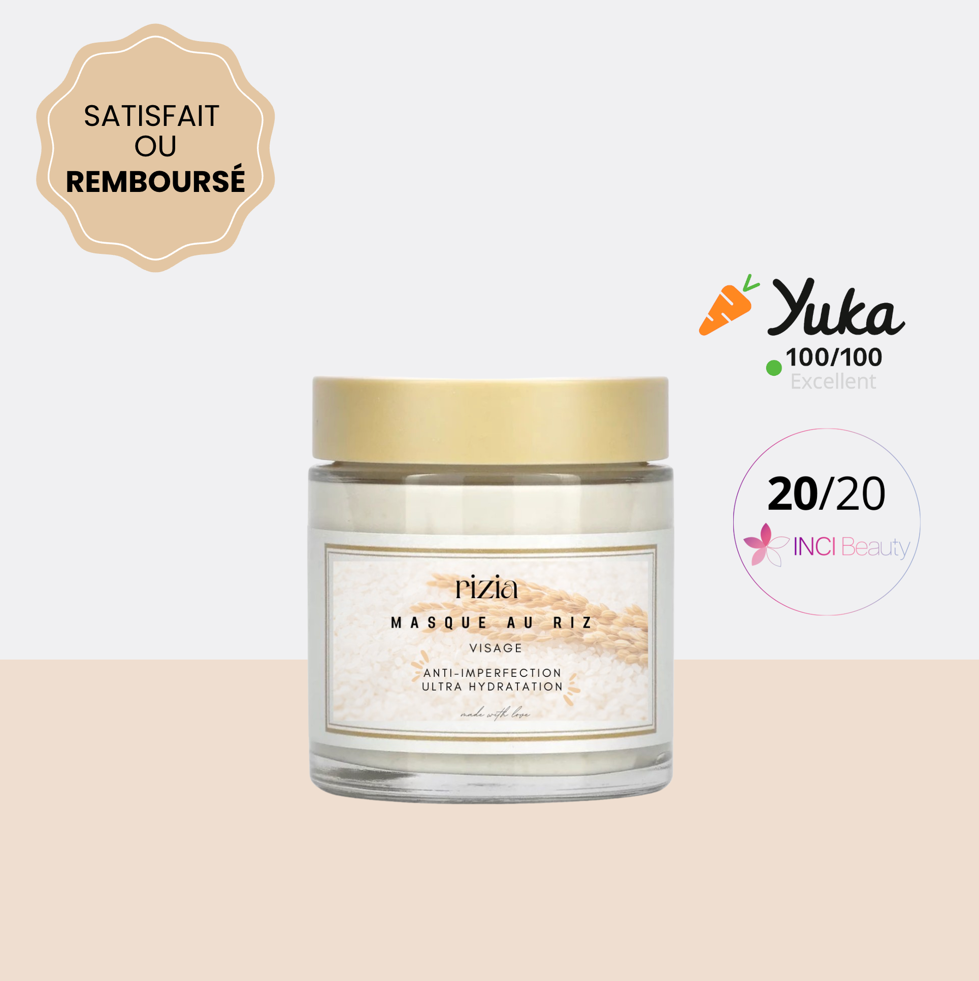 Masque au riz Rizia l Anti-imperfections + 1 pinceau OFFERT